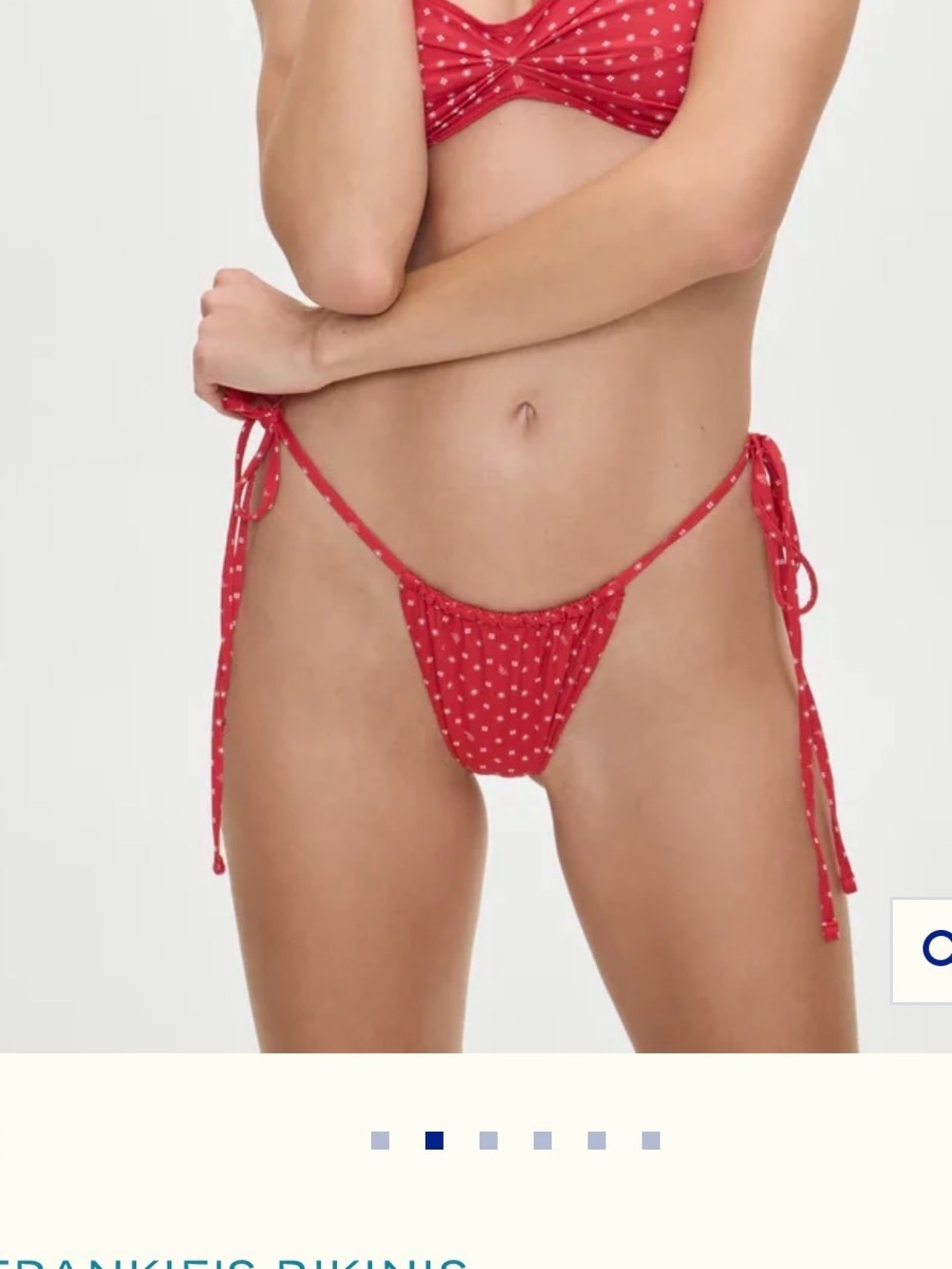 Frankie’s bikinis X Bella Hadid Red Polka Dot Tie-Side Bikini bottom